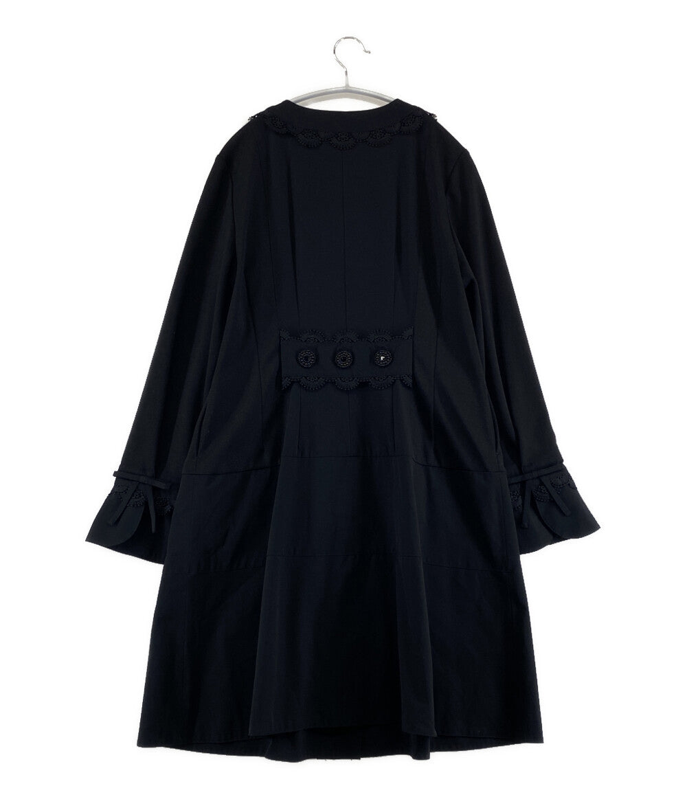 スーパービューティ 長袖ワンピース ブラック レース刺繍 レディース SIZE 42 Super Beauty