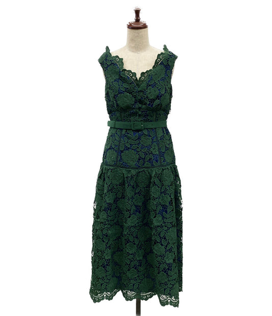 self-portrait ノースリーブワンピース RS-20-074 グリーン レース レディース SIZE UK10 セルフ ポートレイト