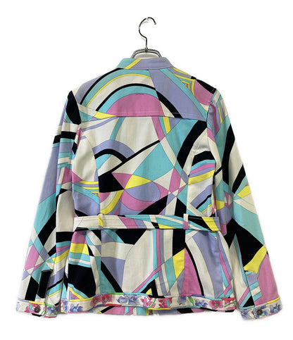 LEONARD ジャケット 総柄 腰ベルト レディース SIZE 40 レオナール