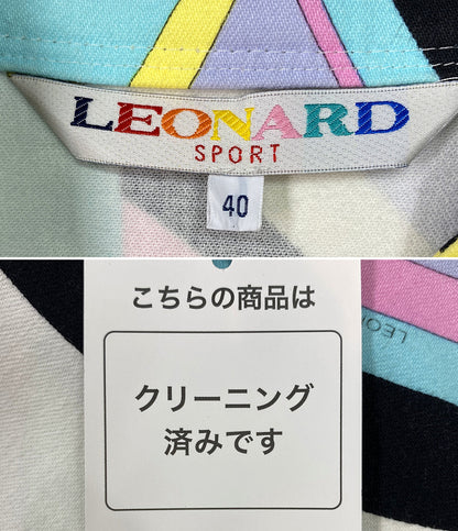 LEONARD ジャケット 総柄 腰ベルト レディース SIZE 40 レオナール