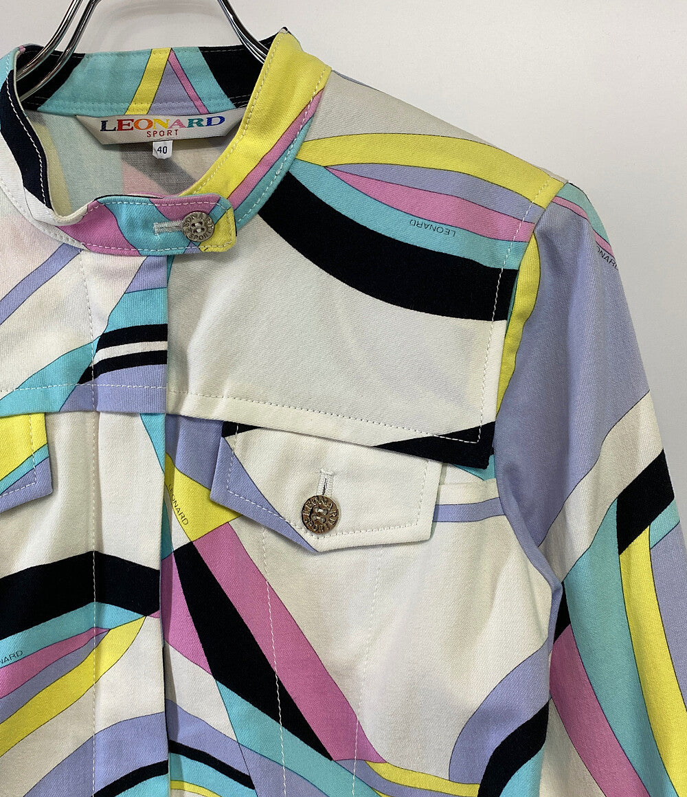 LEONARD ジャケット 総柄 腰ベルト レディース SIZE 40 レオナール