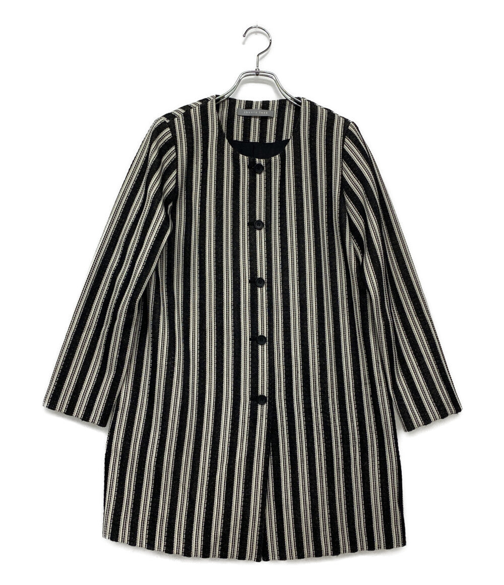 theory luxe ノーカラーコート ブラック ストライプ 03-5309600 レディース SIZE 38 セオリーリュクス