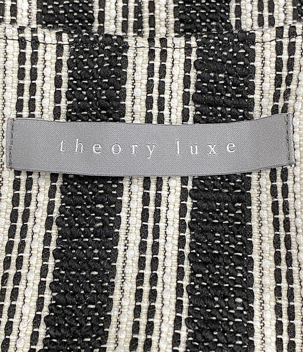 theory luxe ノーカラーコート ブラック ストライプ 03-5309600 レディース SIZE 38 セオリーリュクス