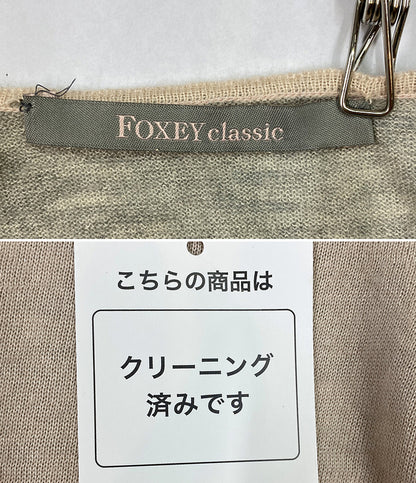 フォクシー  カーディガン カシミヤシルク ピンクグレー      レディース SIZE S  FOXEY CLASSIC