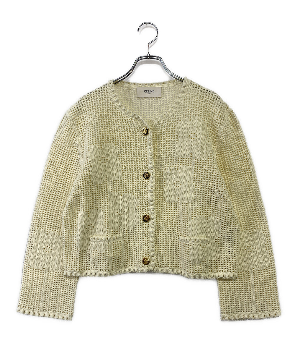 セリーヌ  カーディガン フローラルハンドクロシェ オフホワイト 24SS    2AE4T845X  レディース SIZE M  CELINE