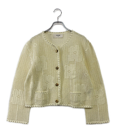 セリーヌ  カーディガン フローラルハンドクロシェ オフホワイト 24SS    2AE4T845X  レディース SIZE M  CELINE
