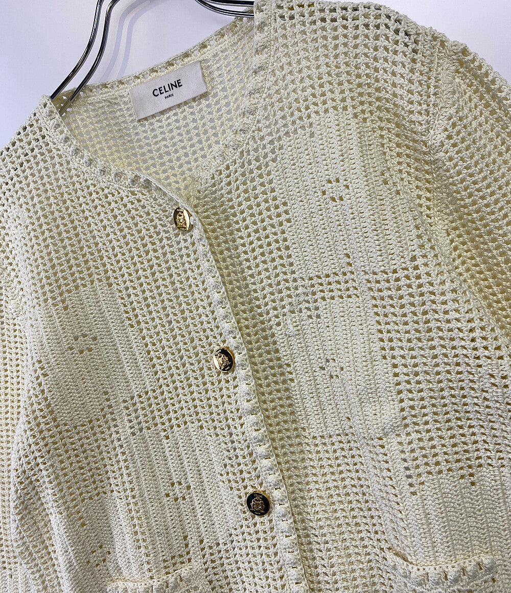 セリーヌ  カーディガン フローラルハンドクロシェ オフホワイト 24SS    2AE4T845X  レディース SIZE M  CELINE