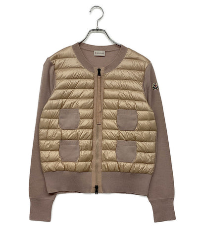 モンクレール  ノーカラージャケット ニット ダウン cardigan tricot      レディース SIZE M  MONCLER