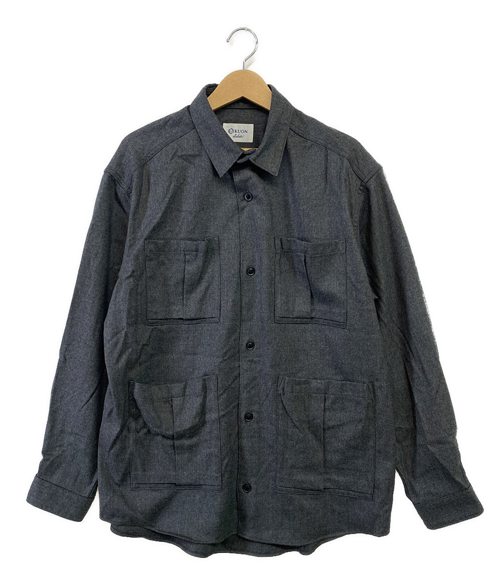 クオン 長袖シャツ WOOL FLANNEL Tucked PK L S Shirt      メンズ SIZE L  KUON