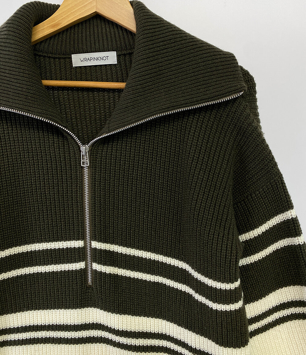 ラッピンノット  ニット カーキボーダー ハーフジップ      レディース SIZE -  WRAPINKNOT