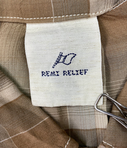 レミレリーフ  半袖シャツ チェック モカベージュ ライトグレー      メンズ SIZE M  REMI RELIEF