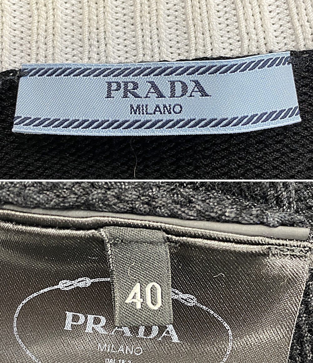 プラダ  半袖ニット p24i1r s212 1z05 ブラック      レディース SIZE 40  PRADA