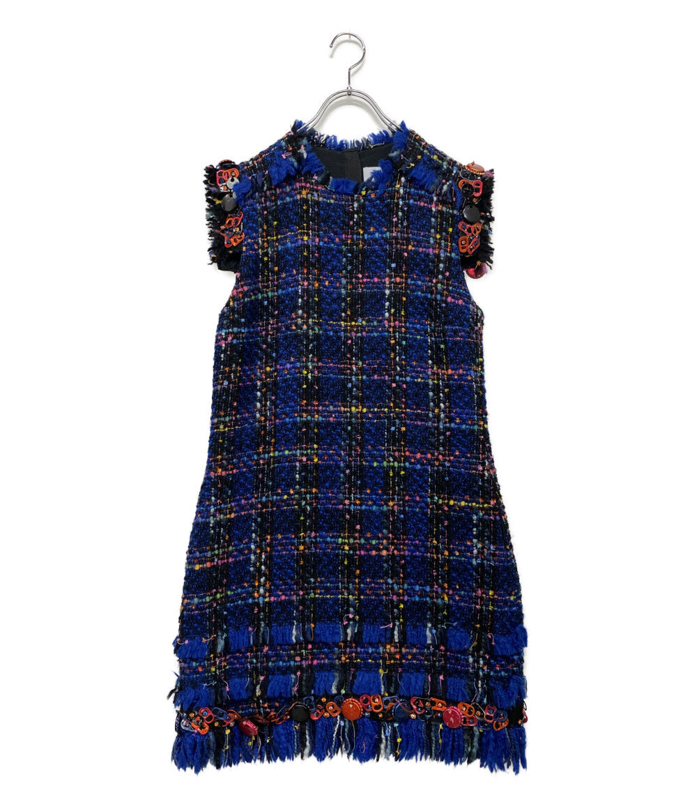 MSGM ノースリーブワンピース ツイード ドリンクキャップ レディース SIZE 44 エムエスジーエム