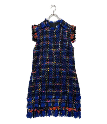 MSGM ノースリーブワンピース ツイード ドリンクキャップ レディース SIZE 44 エムエスジーエム