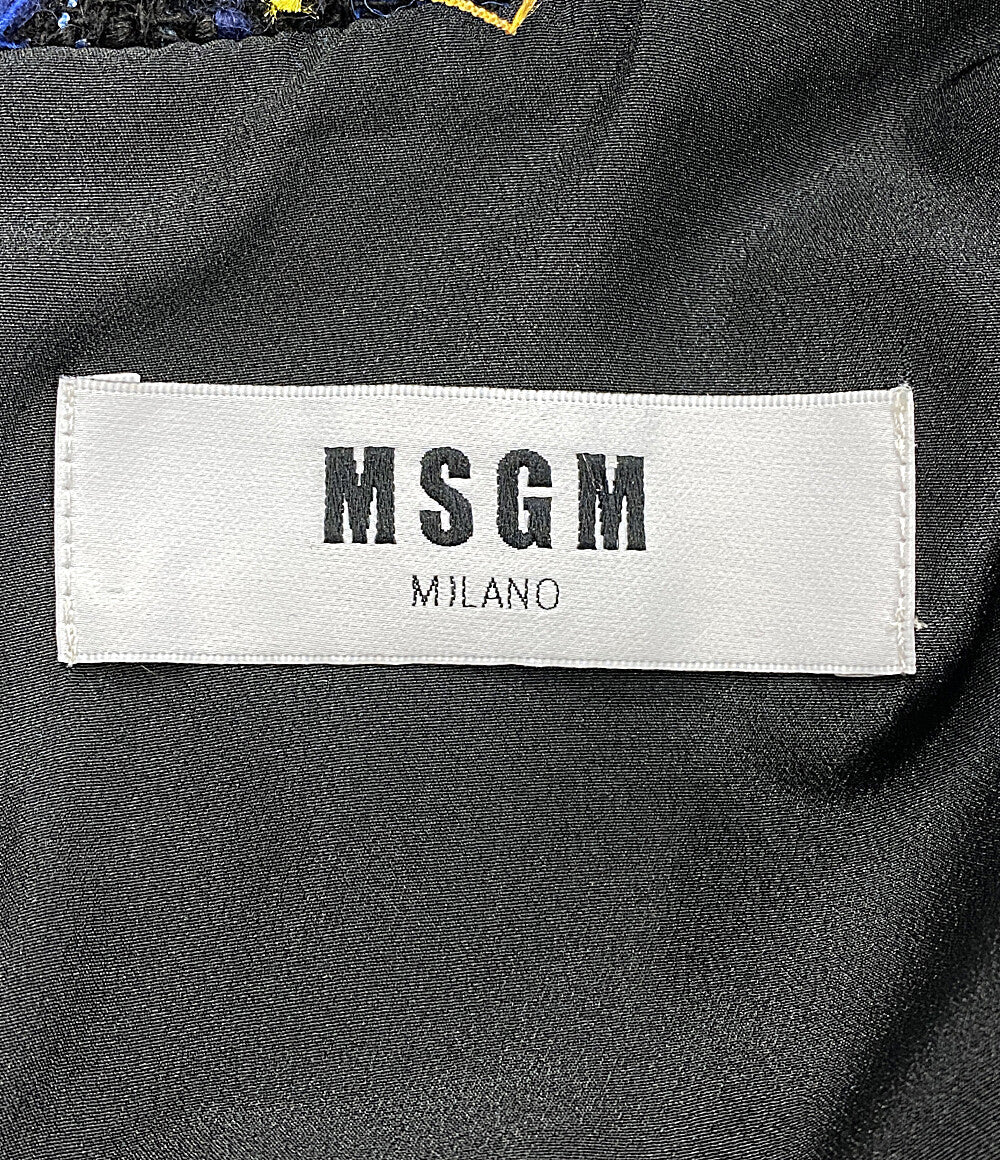 MSGM ノースリーブワンピース ツイード ドリンクキャップ レディース SIZE 44 エムエスジーエム
