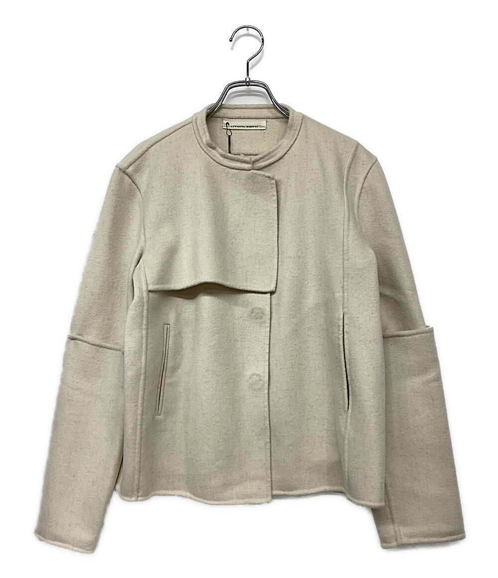 LIVIANA CONTI ノーカラージャケット ホワイト ウール レディース SIZE 40 リビアナコンティ