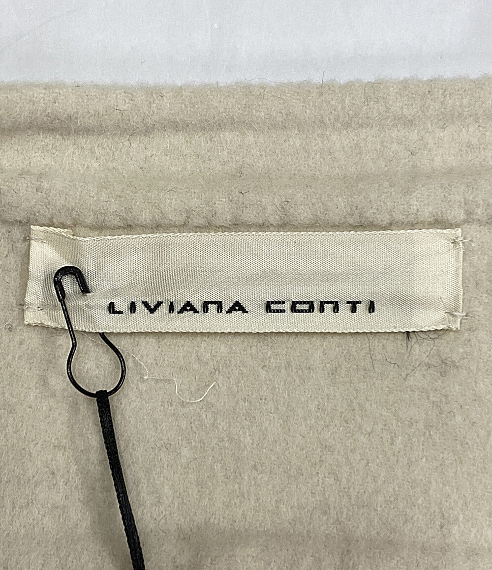 LIVIANA CONTI ノーカラージャケット ホワイト ウール レディース SIZE 40 リビアナコンティ