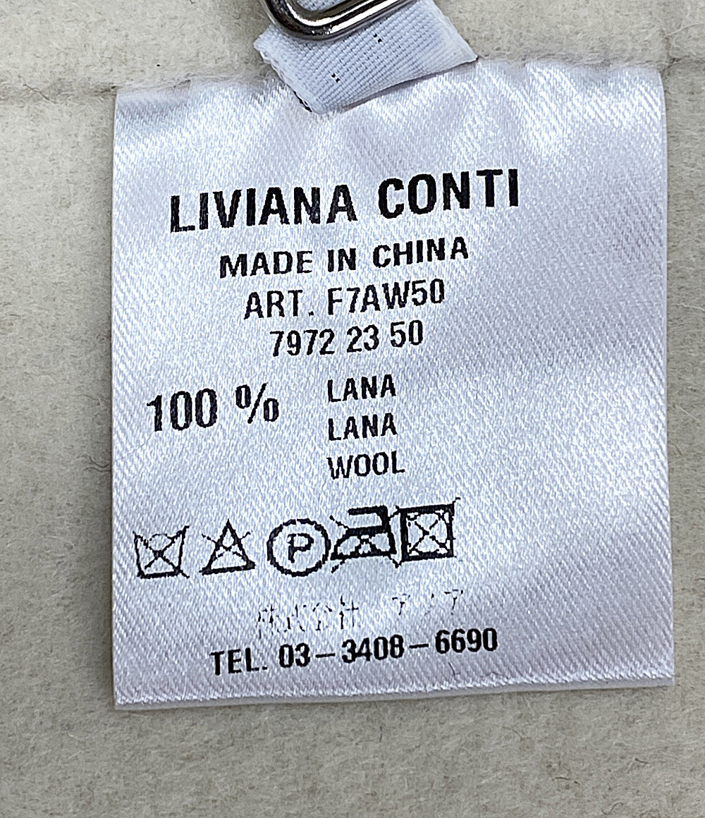 LIVIANA CONTI ノーカラージャケット ホワイト ウール レディース SIZE 40 リビアナコンティ