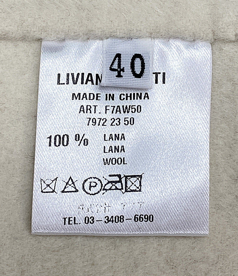 LIVIANA CONTI ノーカラージャケット ホワイト ウール レディース SIZE 40 リビアナコンティ