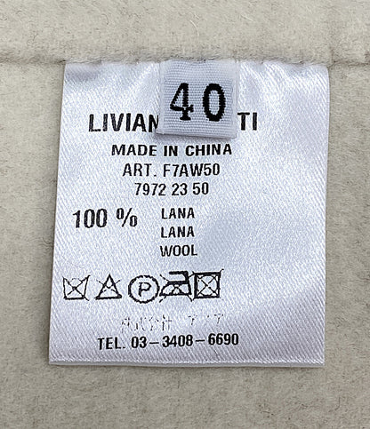LIVIANA CONTI ノーカラージャケット ホワイト ウール レディース SIZE 40 リビアナコンティ