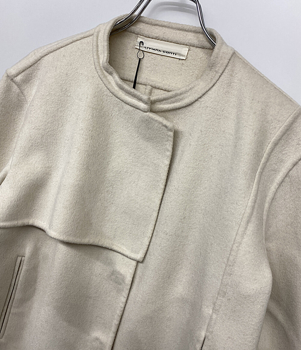 LIVIANA CONTI ノーカラージャケット ホワイト ウール レディース SIZE 40 リビアナコンティ