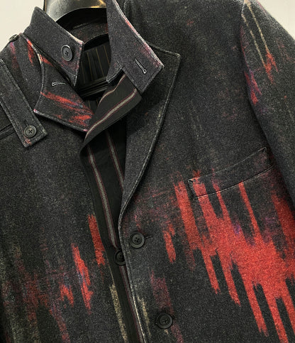 ヨウジヤマモトプールオム  ロングコート 総柄 23aw    HJ-C28-802 メンズ SIZE 3  YOHJI YAMAMOTO POUR HOMME