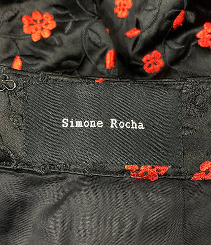 シモーネロシャ  スカート 刺繍 フラワー ブラック×レッド      レディース SIZE UK4  simone rocha