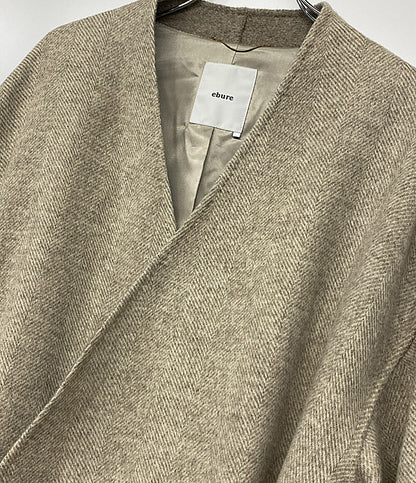 エブール ノーカラーコート ヘリンボーン      レディース SIZE 36  ebure