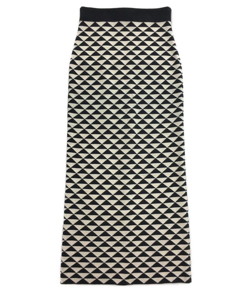 ジョンスメドレー スカート フロントジップ 総柄 ホワイト ブラック レディース SIZE S John Smedley