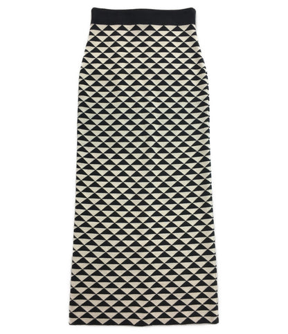 ジョンスメドレー スカート フロントジップ 総柄 ホワイト ブラック レディース SIZE S John Smedley