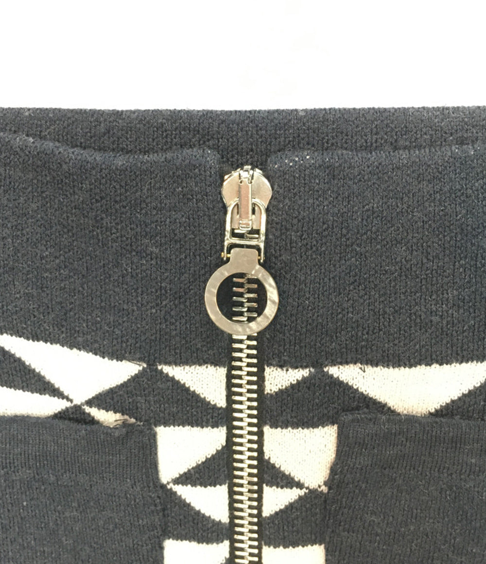 ジョンスメドレー スカート フロントジップ 総柄 ホワイト ブラック レディース SIZE S John Smedley