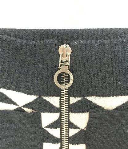 ジョンスメドレー スカート フロントジップ 総柄 ホワイト ブラック レディース SIZE S John Smedley