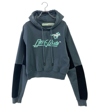 OFF WHITE スウェットパーカー グリーン ブラック WOMAN レディース SIZE S オフホワイト