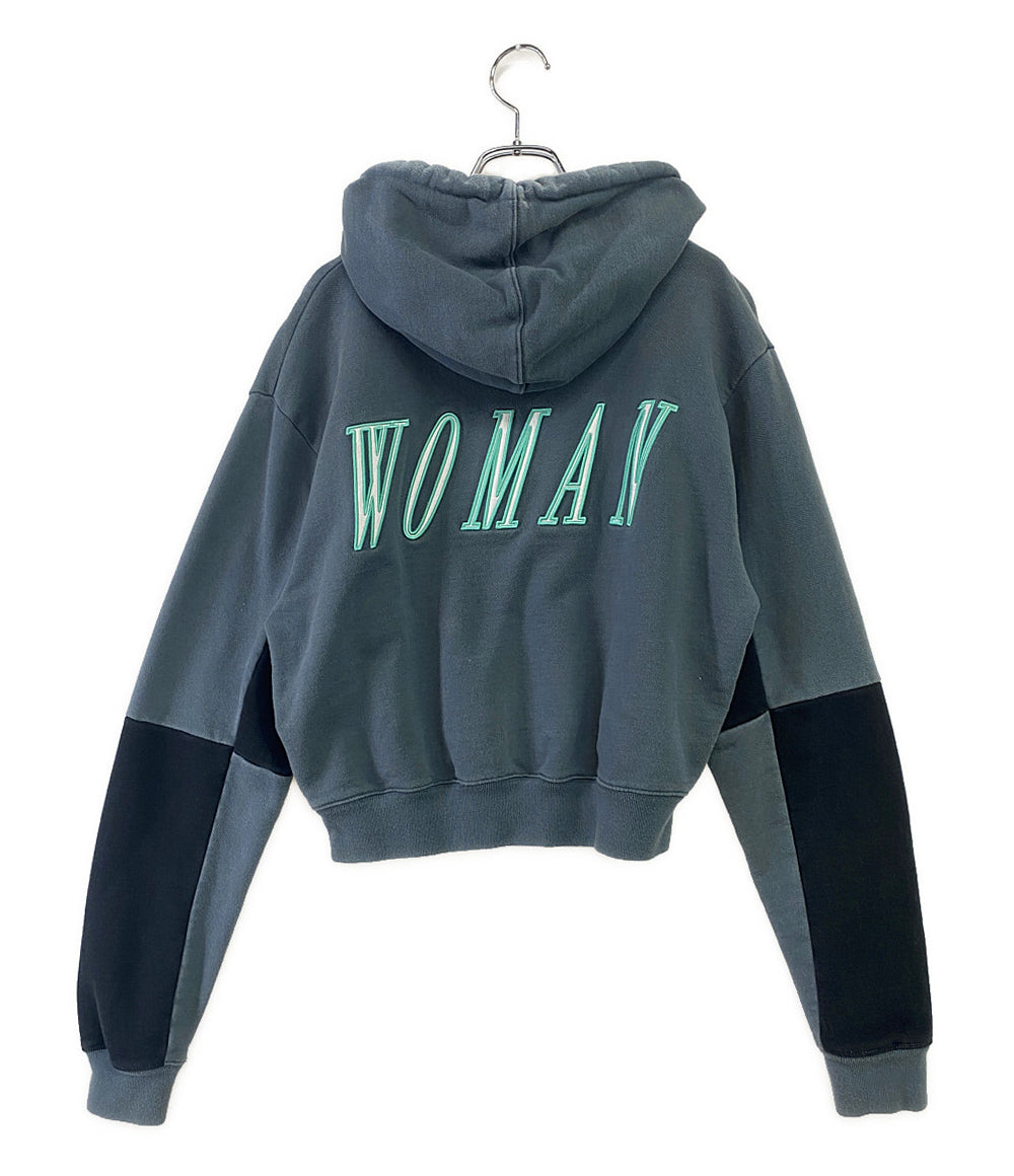 OFF WHITE スウェットパーカー グリーン ブラック WOMAN レディース SIZE S オフホワイト