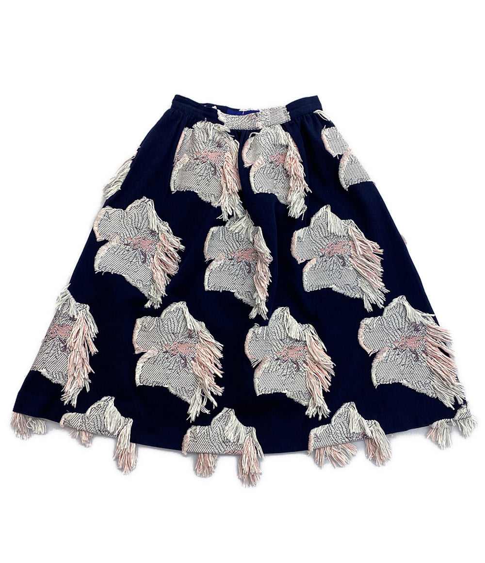 アキラナカ フラワーカットジャガードスカート AP1716NV レディース SIZE 36 AKIRA NAKA