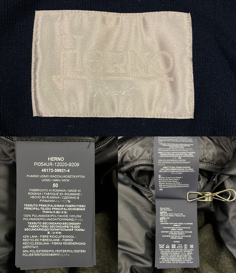 ヘルノ ダウンジャケット パーカー ダウン ニット ネイビー PI054UR メンズ SIZE 50 HERNO