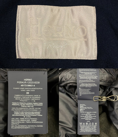 ヘルノ ダウンジャケット パーカー ダウン ニット ネイビー PI054UR メンズ SIZE 50 HERNO