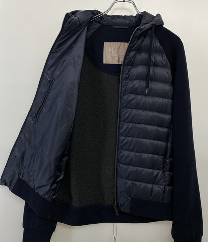 ヘルノ ダウンジャケット パーカー ダウン ニット ネイビー PI054UR メンズ SIZE 50 HERNO