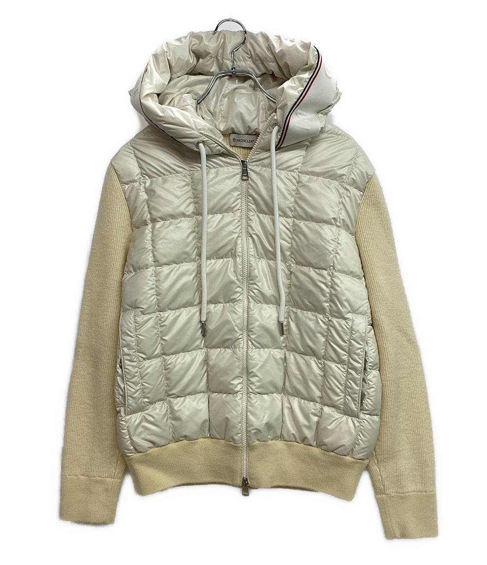 モンクレール ダウンジャケット ホワイト 切替 フード メンズ SIZE M MONCLER