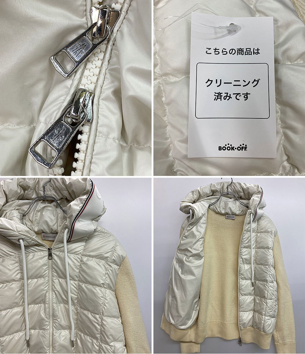 モンクレール ダウンジャケット ホワイト 切替 フード メンズ SIZE M MONCLER