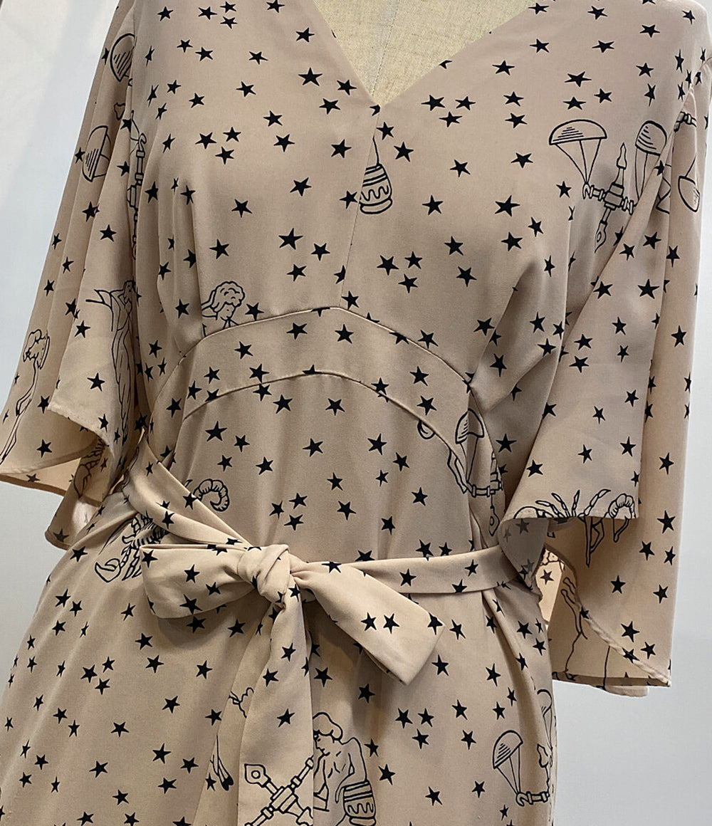 グレースコンチネンタル 半袖ワンピース 2943 5045-0 星座 ピンクベージュ レディース SIZE 36 GRACE CONTINENTAL