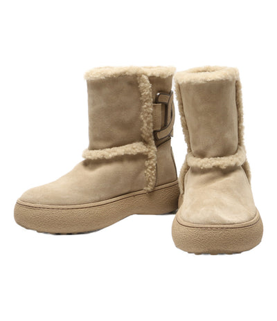 トッズ ブーツ ベージュ ムートン ロゴチェーン レディース SIZE 35 TOD'S