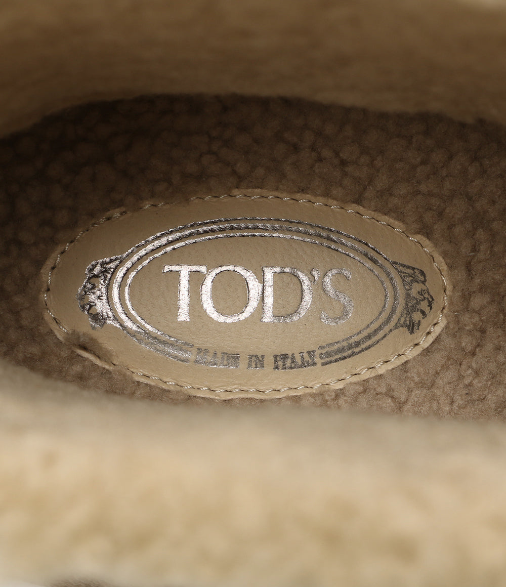トッズ ブーツ ベージュ ムートン ロゴチェーン レディース SIZE 35 TOD'S