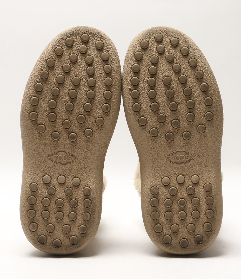 トッズ ブーツ ベージュ ムートン ロゴチェーン レディース SIZE 35 TOD'S