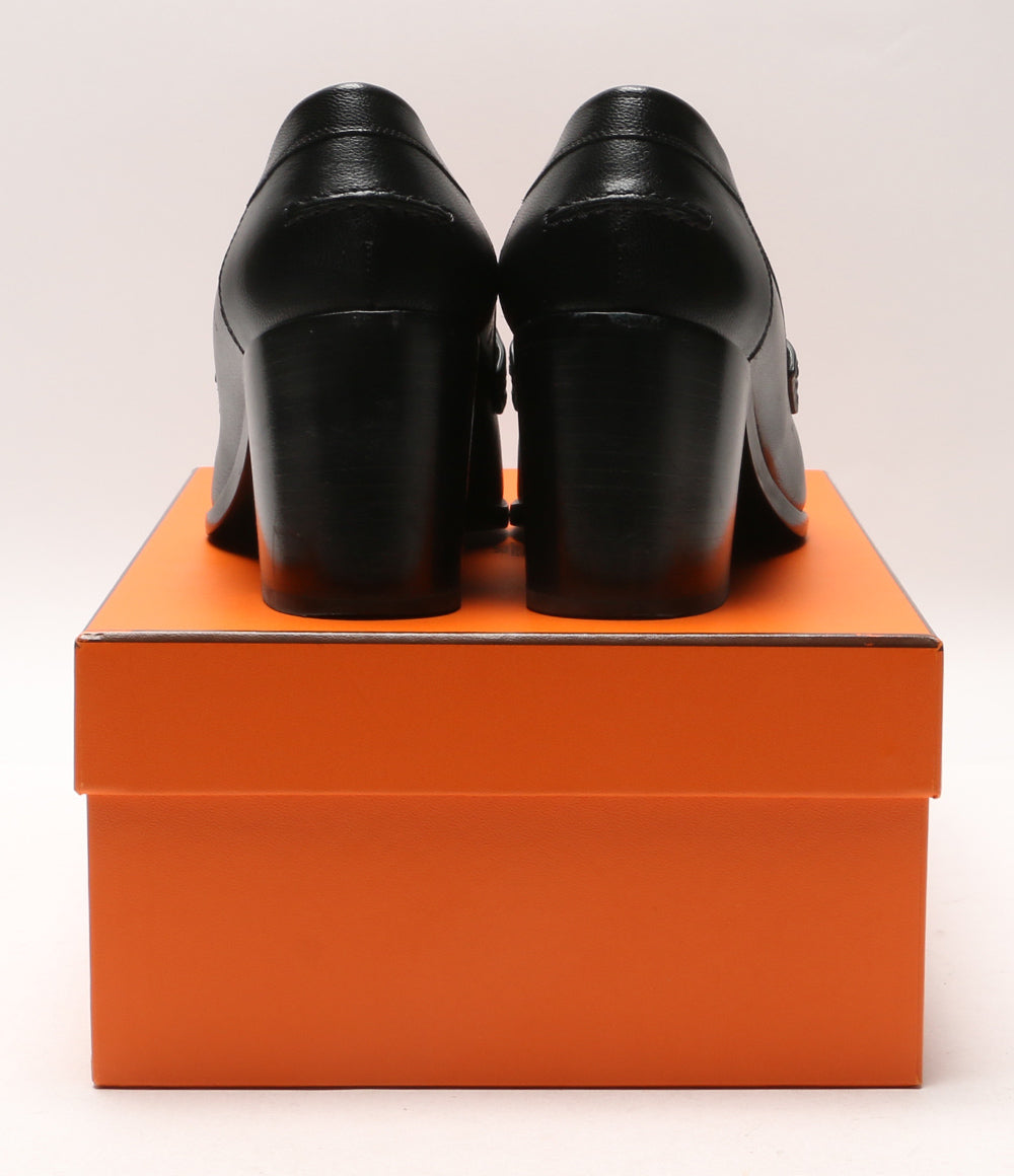 エルメス  モカシン ドーフィン ブラック ピンクゴールド ローファー      レディース SIZE 37 1/2  HERMES