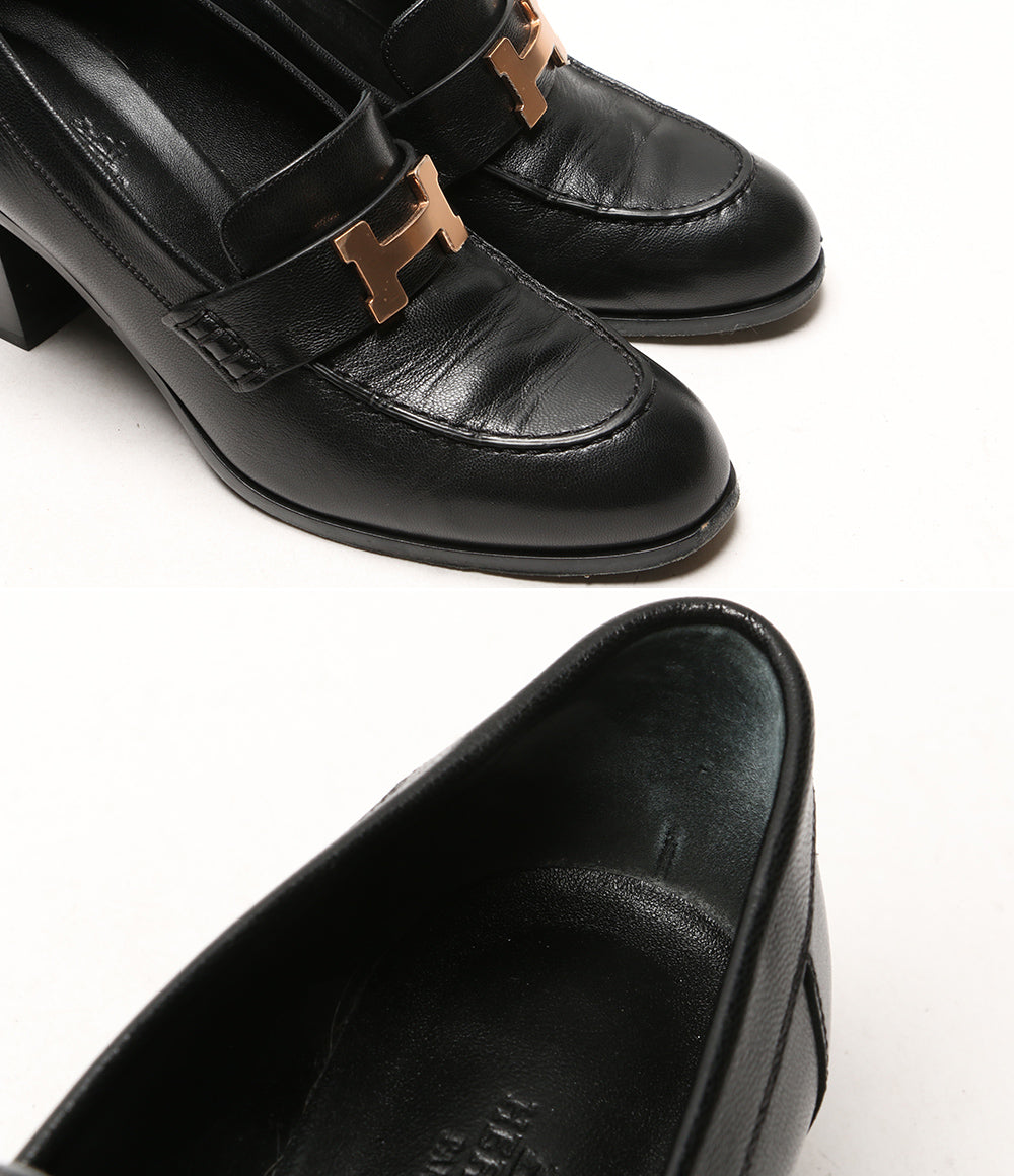 エルメス  モカシン ドーフィン ブラック ピンクゴールド ローファー      レディース SIZE 37 1/2  HERMES