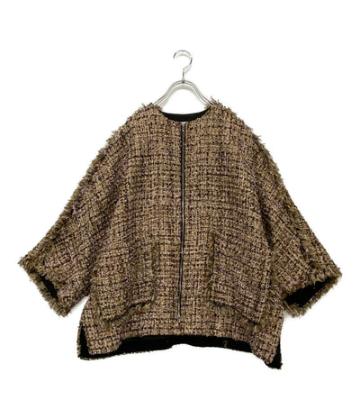 DEPAREILLE デパリエ ノーカラージャケット ツイード レディース SIZE 38
