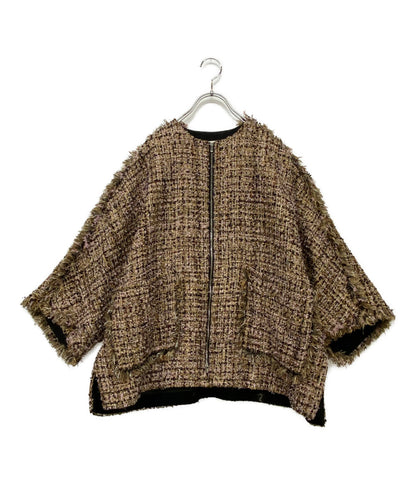 DEPAREILLE デパリエ ノーカラージャケット ツイード レディース SIZE 38