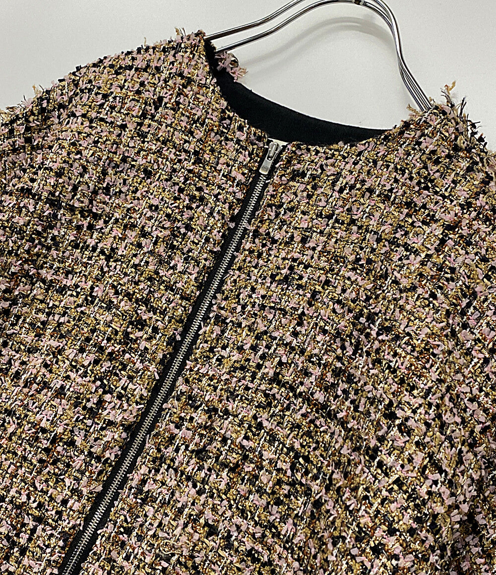 DEPAREILLE デパリエ ノーカラージャケット ツイード レディース SIZE 38