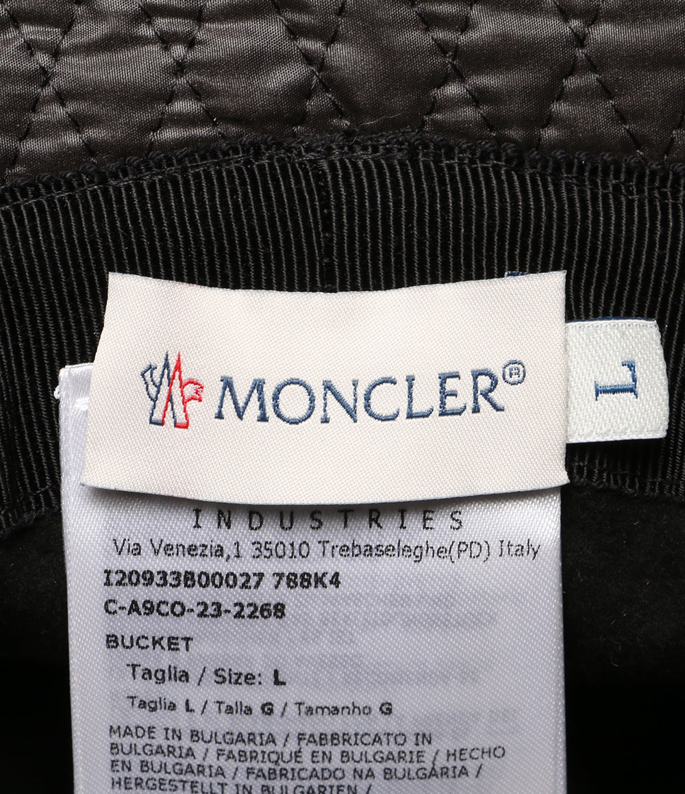 モンクレール 美品 バケットハット ロゴ ブラック メンズ SIZE L MONCLER